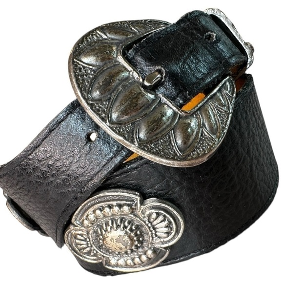 MZ Accessories of New York Vintage Pebbled Leather Silver Conchos Belt main image 5